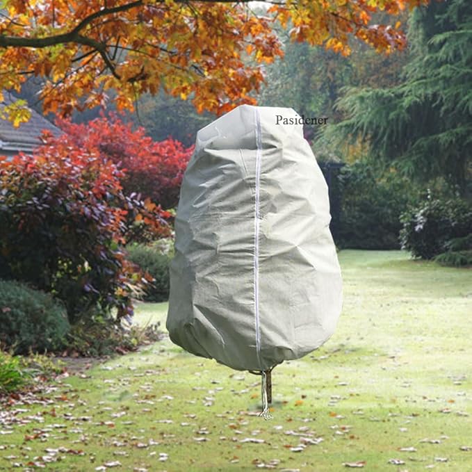 Pasidener Plant Covers Freeze Protection 1 Packs 90" x75" 2.2oz Tree Covers Frost Plant Covers Freeze Cloth for Outdoor Plants with Zipper Drawstring
