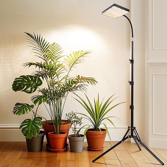 Orchbloom Grow Light with Stand and Timer, 25 Watt Power Home Plug Standing Tall Plant Light, Full Spectrum Grow Lights for Indoor Houseplants, Bonsai Tree, Seed Starting, 24"-64" Height Adjustable