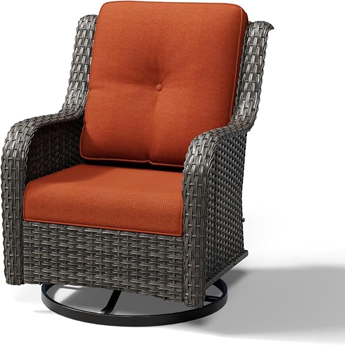 Joyside Outdoor Swivel Rocker Patio Chairs, Wicker Patio Furniture with High Back, Deep Seating, Wide Armrest, Thickened Cushions, Outdoor Rattan Furniture for Deck, Porch Use
