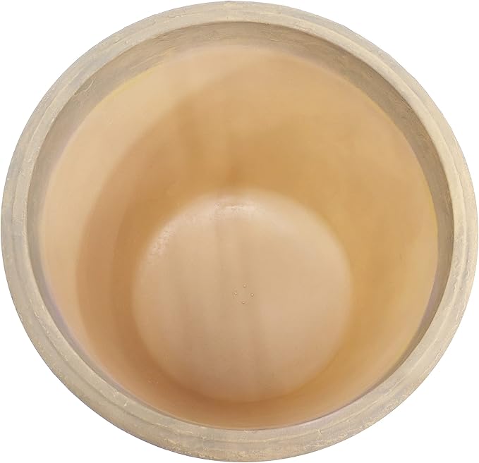 Sunnydaze 24-Inch Anjelica Large Plastic Pot for Plants - Double-Walled Outdoor Polyresin Round Planter Porch Pot with Drillable Drainage Holes - Beige