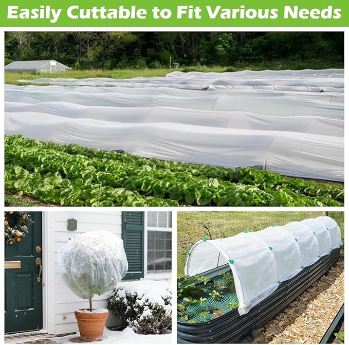 BTPLASTIK 10x50Ft Plant Covers Freeze Protection Frost Blankets - Winter Frost Cloths for Garden Raised Beds, Folded Floating Row Covers for Outdoor Plants, Fruit Trees & Shrubs