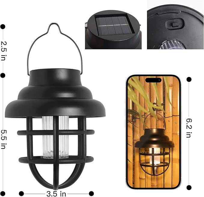 Solar Lights Outdoor Waterproof Hanging Solar Lantern Garden Decor, Hanging Outdoor Lanterns Led Lights for Outside Porch Patio Yard Balcony Pathway