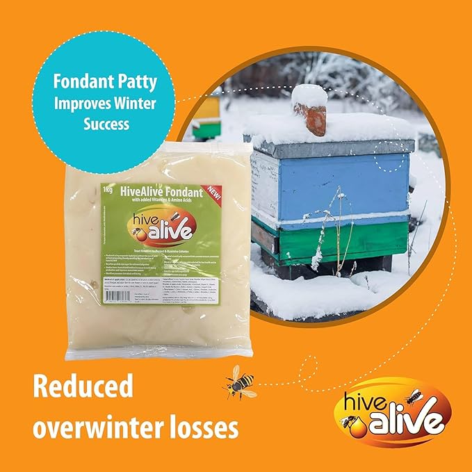 HIVE ALIVE Fondant Bee Food Supplement – Easy to Use Feed Enhancer Prevents Starvation During Overwintering – Only Fondant Proven to Increase Bee Gut Health and Boost Production -6Pack