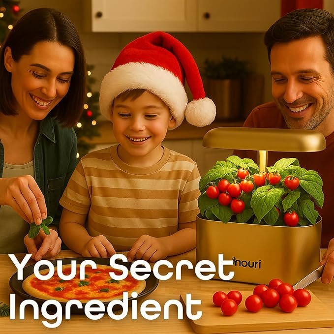 Nouri 5 pod Smart Garden for Home Cooks | w/Heirloom Tomato | Hydroponics Growing System | LED Grow Lights | Indoor Herb Garden Kit | Herb Growing Kit Indoors for Plant Lovers, Gardeners, Kitchen