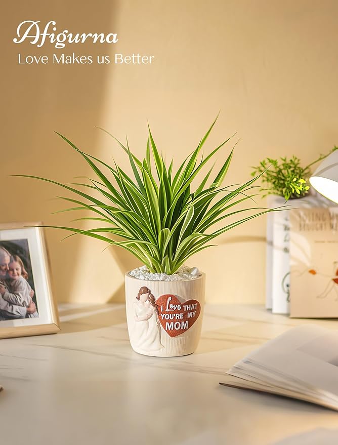 Afigurna Gardening Gifts for Mom from Daughter: 5.3in Hand-Painted 3D Art Planter - Garden Gifts for Gardening Mom - Meaningful Plant Pot Gifts for Birthday Christmas Mother's Day