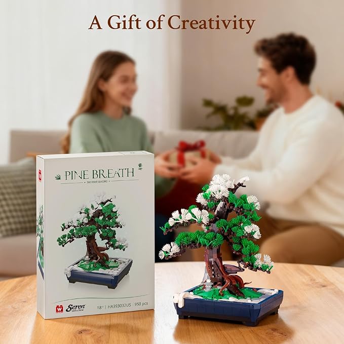 Wise Block Bonsai Tree Building Set Toy for Adults, 2-in-1 Two Seasons Botanicals Building Blocks Sets 950 Pcs DIY Serene Pine Decor Room Decoration Birthday Toys for Kids and Adults