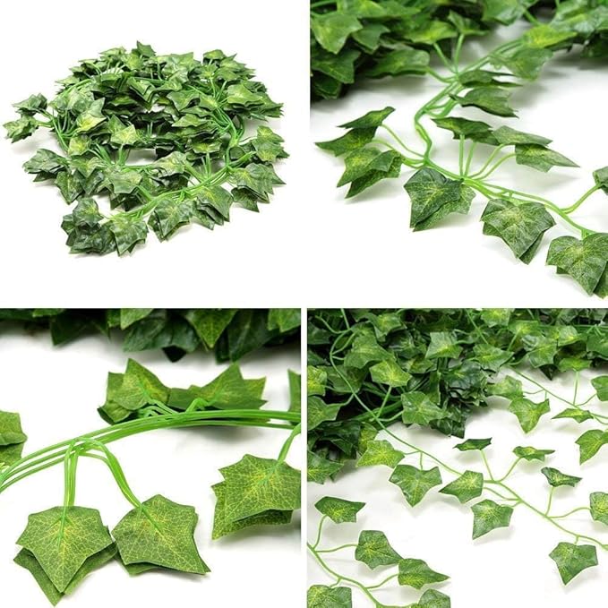 Comtelek Fake Vines for Room Decor 96PCS Artificial Ivy Garland with Clip 672FT Green Flowers Hanging Plants Faux Greenery Leaves Bedroom Aesthetic Decor for Home Garden Wall Wedding
