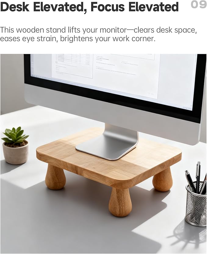 100% Solid Wood Plant Stand Indoor, Wooden Stool Display Stand, Riser Flower Pot Holder, Modern Plants Rack, Small Planter Tray for Home Decor, Living Room, Gardening, Natural (1PC)