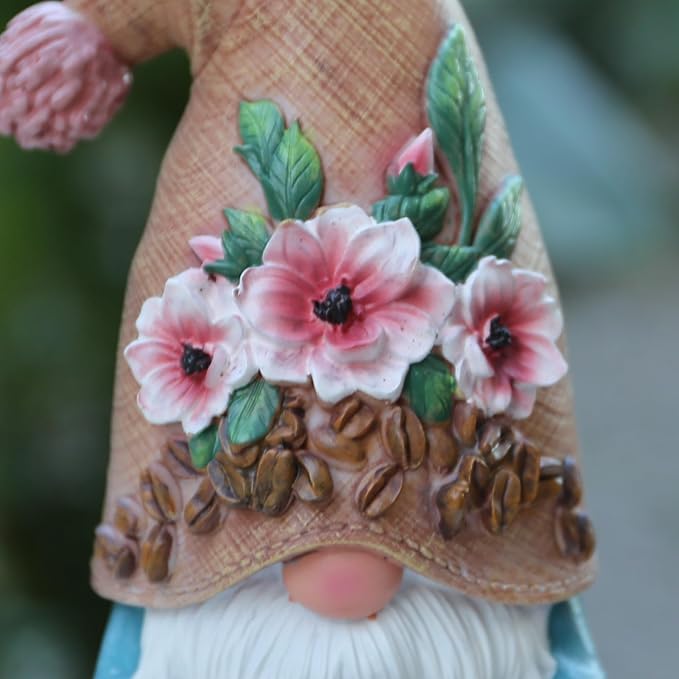 Coffee Gnome Playful and Fun Outdoor Decoration 6.5",Suitable for Garden, Balcony, Lawn Decoration, and Home Decoration, Fairy Garden.Garden Table Decor