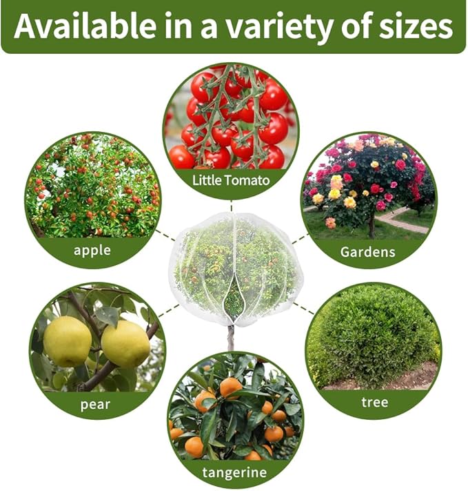 2Pcs 8x8ft Fruit Tree Covers with Zipper and Drawstring, Durable Garden Mesh Net to Protect Fruit Trees, Apple, Cherry, Peach Trees – Reusable, Lightweight