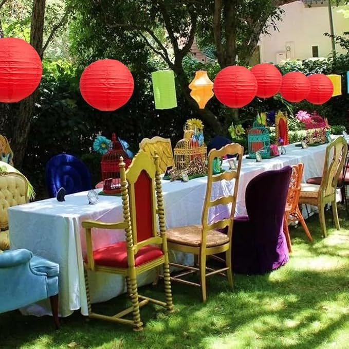 BEISHIDA 10-Inch Red Round Paper Lanterns Decorative Hanging Asia Chinese Japanese Paper Lanterns Lamp for Birthday Wedding Valentine's Day Anniversary Baby Shower Christmas Party Decoration(6 Packs)