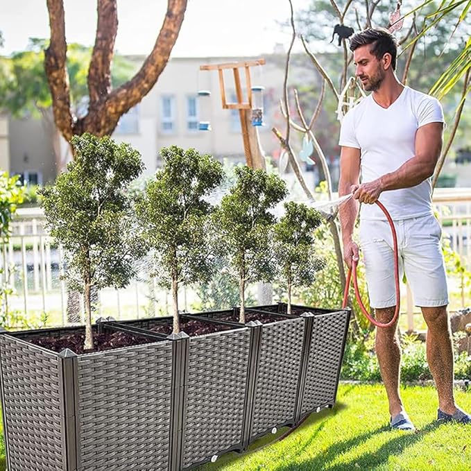 Souwuokoo Large Planters for Outdoor Plants Raised Garden Bed Elevated Rectangular Garden Box Kits for Gardening, Vegetables, Flowers and Herbs in Backyard Patio Balcony