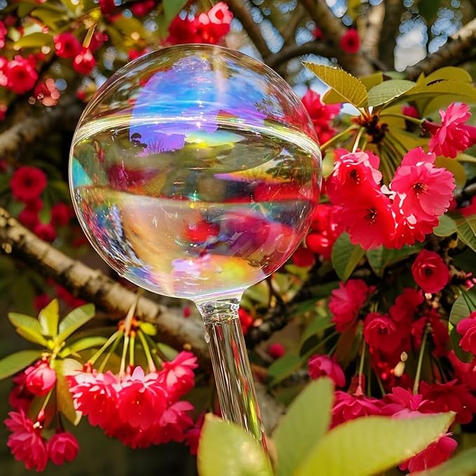 zHzHGuo 13 oz Up 2 Weeks Extra Large Watering Globes, Light Iridescent Plant Watering Globes, Water Globes for Indoor Plants, Watering Globe, 2 Pack