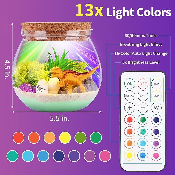 Envyvip Dinosaur Gifts for Boys 4-12 Years Old, Dinosaur Crafts Kit for Kids, Light Up Decoration with Remote - Arts and Crafts for Kids, Birthday Gifts Toys for Boys Age 4 5 6 7 8 9 10 11 12