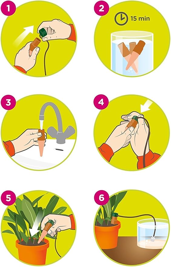 Blumat Classic Self-Watering Stakes - Automatic Drip Irrigation System for Indoor Plant Watering & Outdoor - Water Drip Solution for Potted Plants - Slow Release Stakes, 10 Pack, wo Adapter