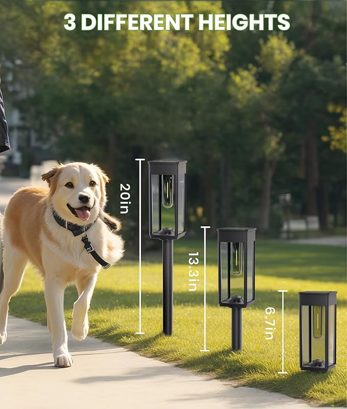 BITPOTT Solar Lights Outdoor, Bright Solar Pathway Lights Waterproof IP65, 4 Pack Warm Color Solar Path Lights for Yard, Landscape, Lawn, Patio, Walkway, Driveway, Garden Decoration