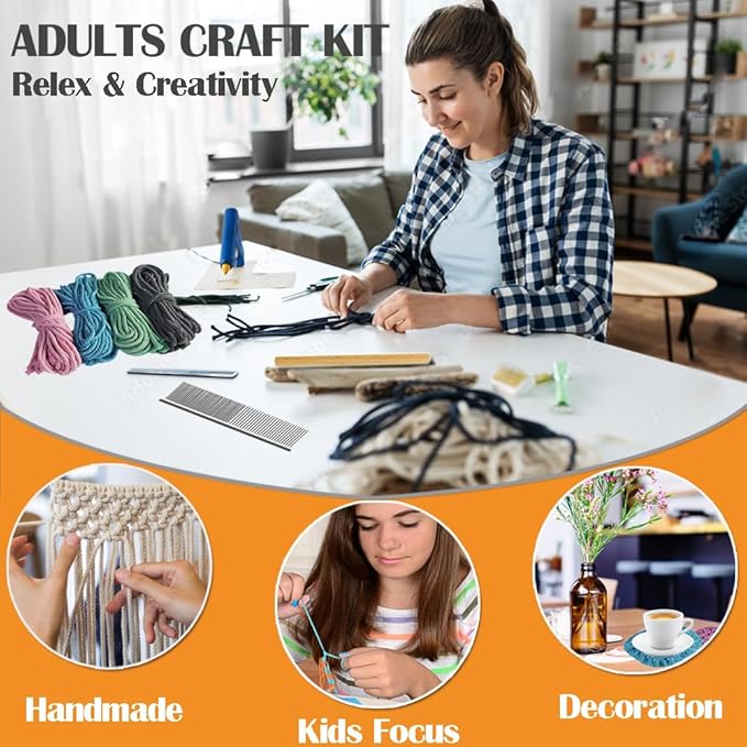 Ewparts Macrame Kits for Adults Beginners to Make 4 Macrame Cup Coasters Boho Coasters Kit with Macrame Supplies Pre-Cutted Macrame Cord Pink/Blue/Grey/Sega Christmas Ornament Kits for Adults