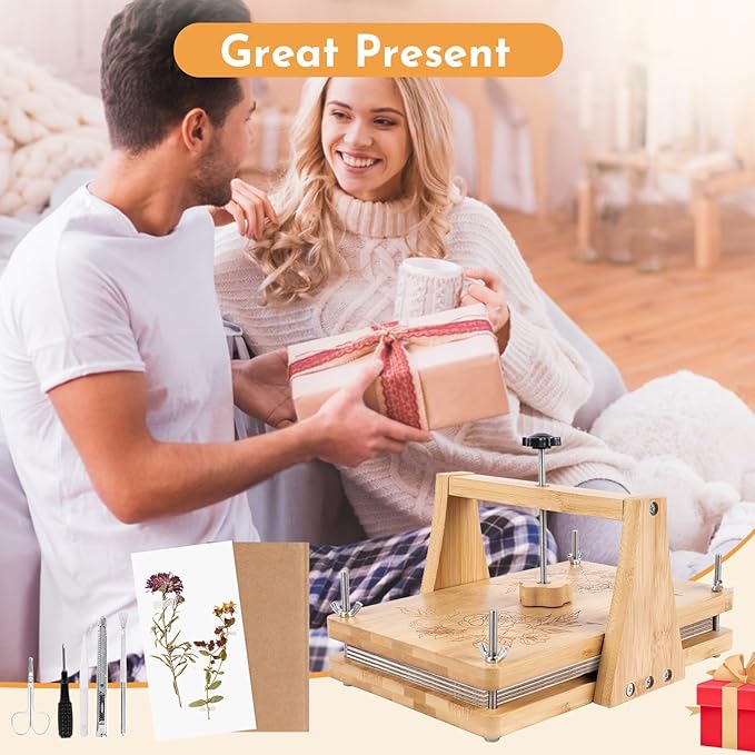 NIUGRECF 1Set Large Wooden Flower Press Kit - Even Pressure Flowers Pressed DIY Arts Set for Making Dried Flower/Plant(11in*7in)