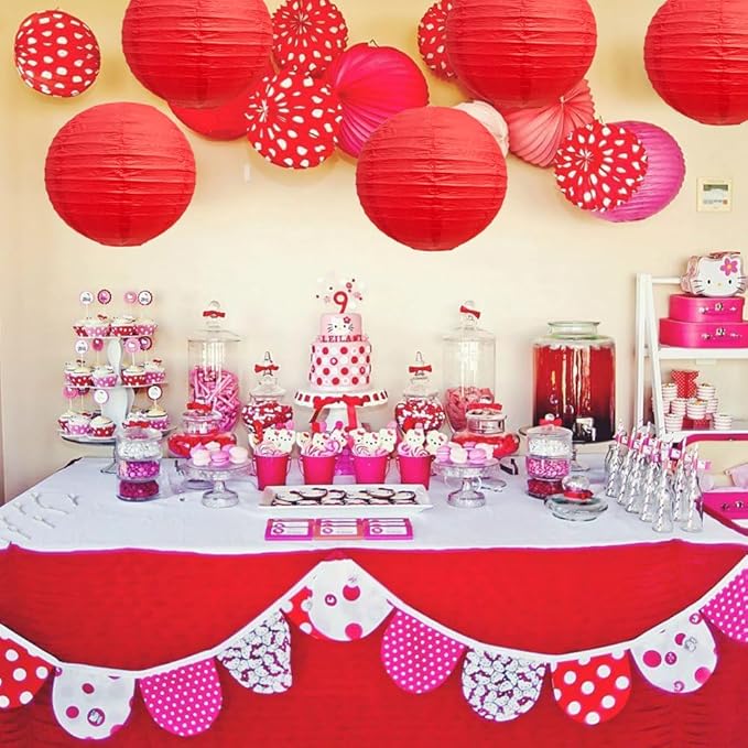 BEISHIDA 12-Inch Red Round Paper Lanterns Decorative Hanging Asia Chinese Japanese Paper Lanterns Lamp for Birthday Wedding Valentine's Day Anniversary Baby Shower Christmas Party Decoration(6 Packs)
