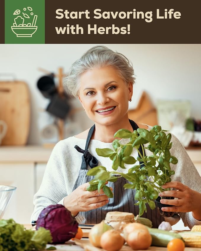 Indoor Herb Garden Kit with 8 Heirloom Seeds - Complete Windowsill Planter Starter Set, Unique Gardening Gift for Women Men, DIY Kitchen Herb Garden for Beginners, Plant Lovers, Mom, Friends