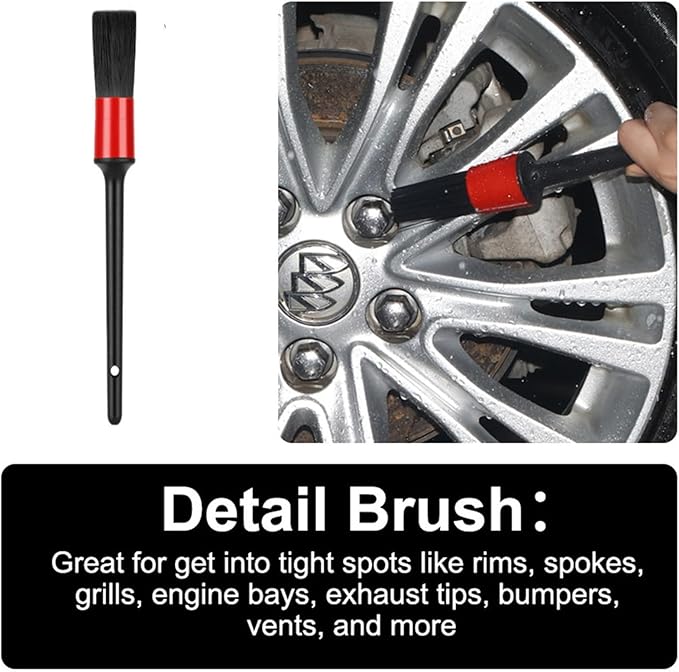 Wheel Rim & Tire Brush Set, Soft & Stiff Bristle Wash Cleaning Supplies Kit for Car Body Exterior Surface, Carpet, Truck,SUV,RV,Motorcycle