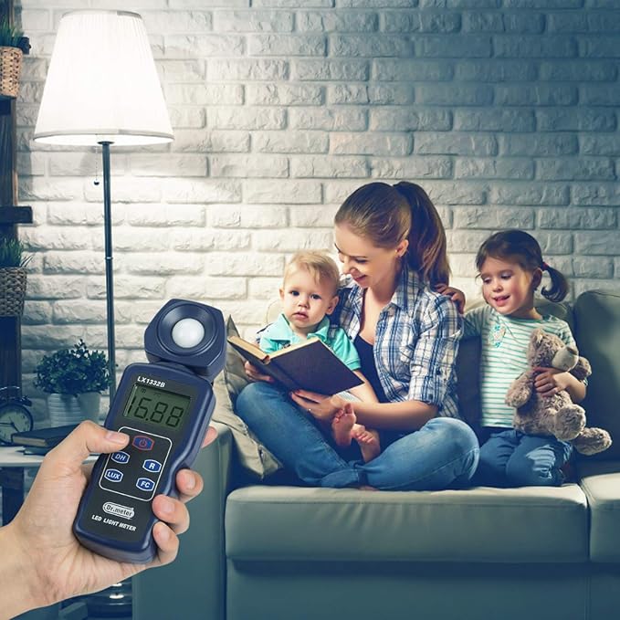 Dr.meter Professional LED Light Meter, Digital Illuminance Meter with 0-200,000 Measuring Ranges and 270 Degree Rotatable Detector