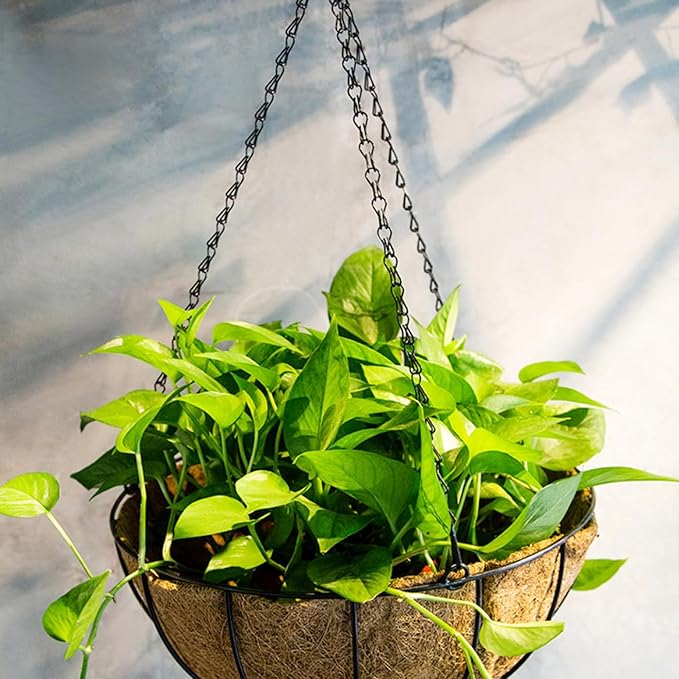 Flower Pot Chain 24 Inch Hanging Flower Basket Galvanized Replacement Chain 3 Point Garden Plant Hanger (4pcs(Black))