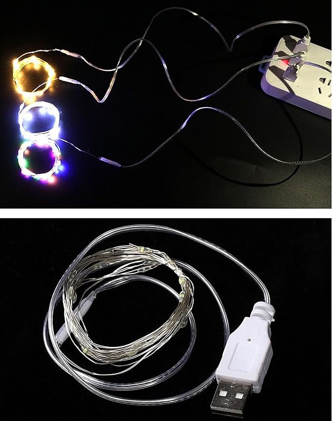 Sokelinn-six 2m 20 LEDs Fairy String Lights, USB Powered String Light for Desk Office Christmas Tree Party Decoration (Multi-Colored, 2)