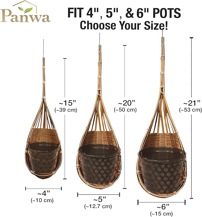 Handmade 100% Thai Bamboo Hanging Orchid Basket โ 4 Inch, 5 Inch, 6 Inch (Triple Set)