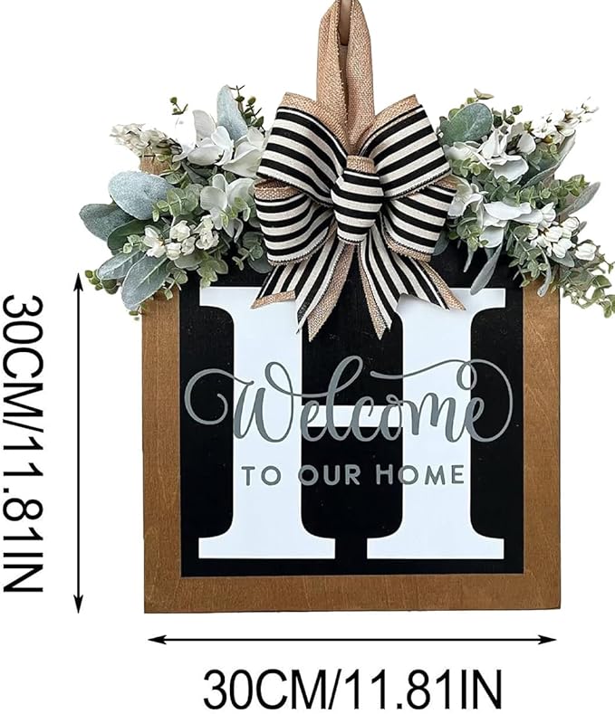 Last Name All Year Wreath, for Front Doors, Spring, Fall, 26 Last Name Letters All Year Round Wreaths, Suitable for Wedding Decorations, Home Porches, Farmhouses, Yards, Garden Decorations, Gifts (H)