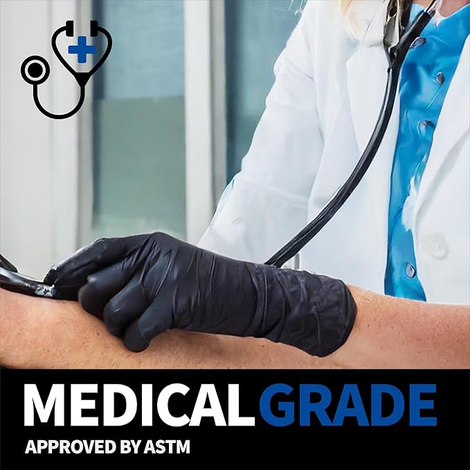 Medical Soft Max™ Black Nitrile Disposable Gloves, 100 Pcs, Latex-Free & Powder-Free Food Safe Food Prep Exam Gloves