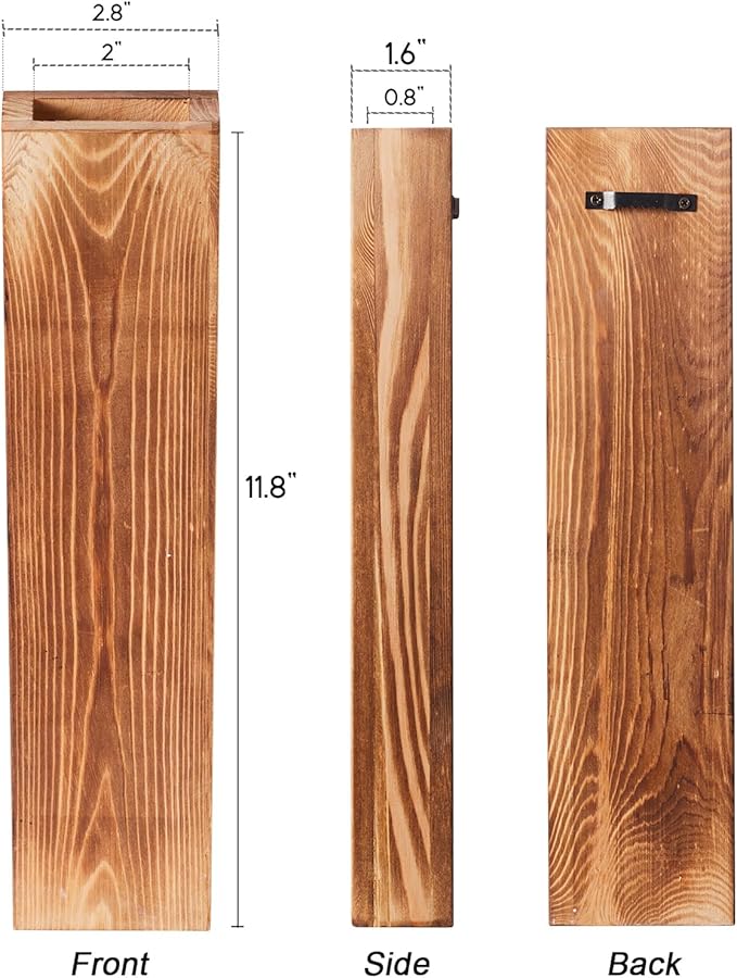 2-Pack Wood Wall Planters with 4 Removable Faux Eucalyptus Stems - Modern Farmhouse Wall Decor for Living Room, Bedroom, Bathroom - Wooden Wall Vases and Fake Eucalyptus for Home Office Decor