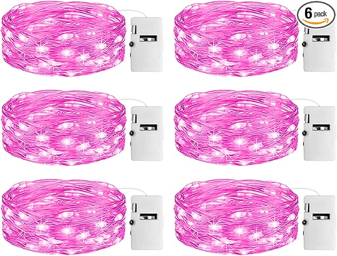 6 Pack Fairy Lights with Timer Battery Operated, 3 Modes 7ft Mini Twinkle Lights Waterproof, 20 LED Bulk String Light for Mason Jars Christmas Decoration Wedding Table Centerpieces, Rink
