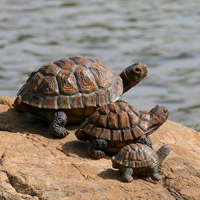 Danmu Realistic Tortoise Garden Statue, Lifelike Resin Tortoise Outdoor Decor for Yard Patio, Weather-Resistant Lawn Art Sculpture (L 12 9/10" x 9 2/5" x 5 1/2") 1 Pack