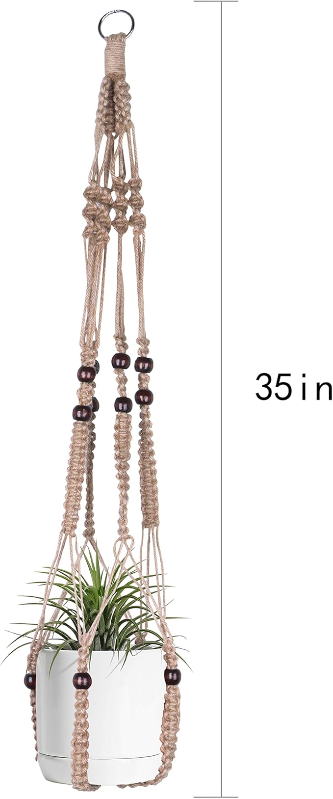 BlueMake Macrame Plant Hanger Indoor Hanging with Wood Beads Macrame Planters No Tassel for Indoor Outdoor Boho Home Decor 35 Inch (Brown, 1pc)