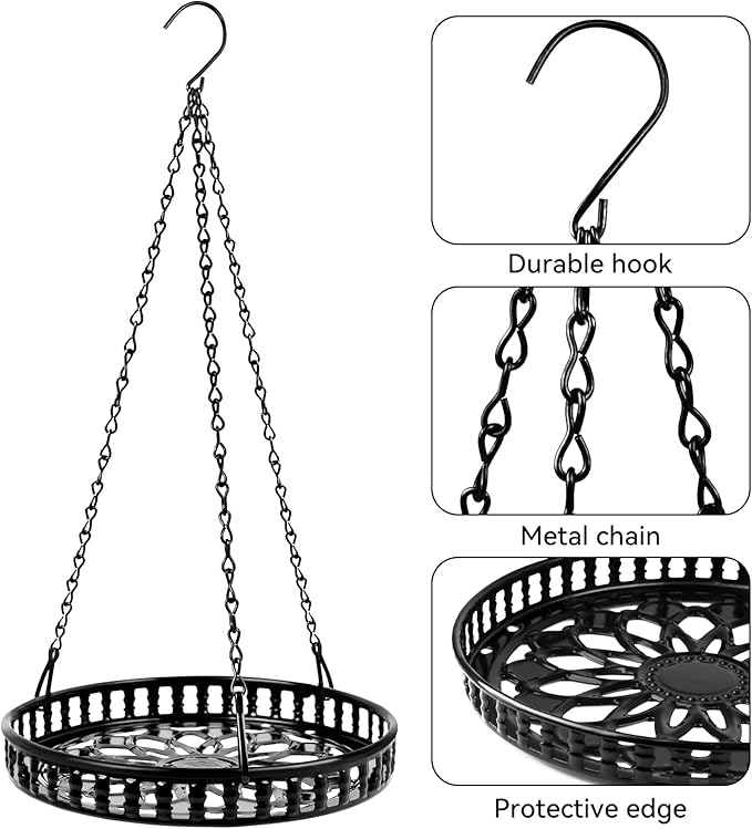 PIKAMAO Plant Hanger Indoor Outdoor 3 Pack, Hanging Planter for Indoor Outdoor Plants, Hanging Plant Holder Shelf, Hanging Basket, Decorative Metal Plant Holder