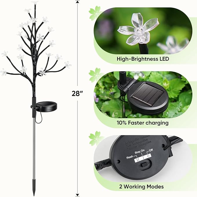 IUEECEN Solar Garden Lights Garden Decor, Solar Flowers Outdoor Decorative,2Pack 40LED Fairy Solar Lights Outdoor Waterproof Outside Yard,Patio,Pathway Decorations,Gardening Gifts for Women Mom