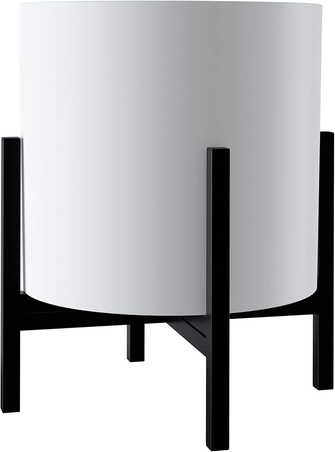 FaithLand Mid Century Plant Stand Indoor Outdoor(Plant Pot Not Included), Holds Planters with a Maximum Width of 14 Inch, Metal Planter Stand, Potted Plant Holder, Black - Width Not Adjustable