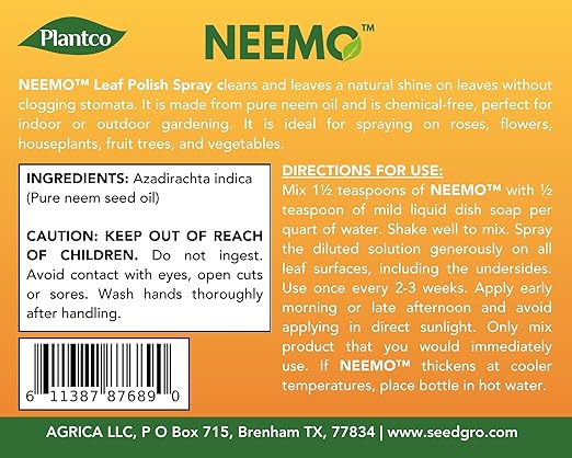 Neem Oil Spray for Plants & Roses - Neem Azadirachtin for Natural Gardening | 16 fl oz Neem Oil Concentrate Makes 16 gallons (60 L) of Neem Spray for Indoor and Outdoor Plants