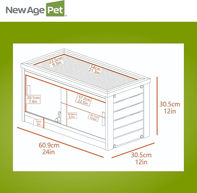New Age Pet ECOFLEX Small 24" Reptile Habitat Enclosure, Glass Front Terrarium for Snakes, Lizards & Tortoises, in Maple or Grey, Easy to Clean, Front Access Design