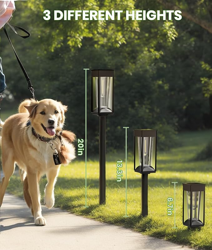 BITPOTT Solar Lights Outdoor, 2-in-1 Warm&Cool, 2 Pack Bright Solar Pathway Lights Waterproof IP65, Long Lasting Solar Path Light for Yard, Patio, Lawn, Garden, Landscape Decoration Lighting