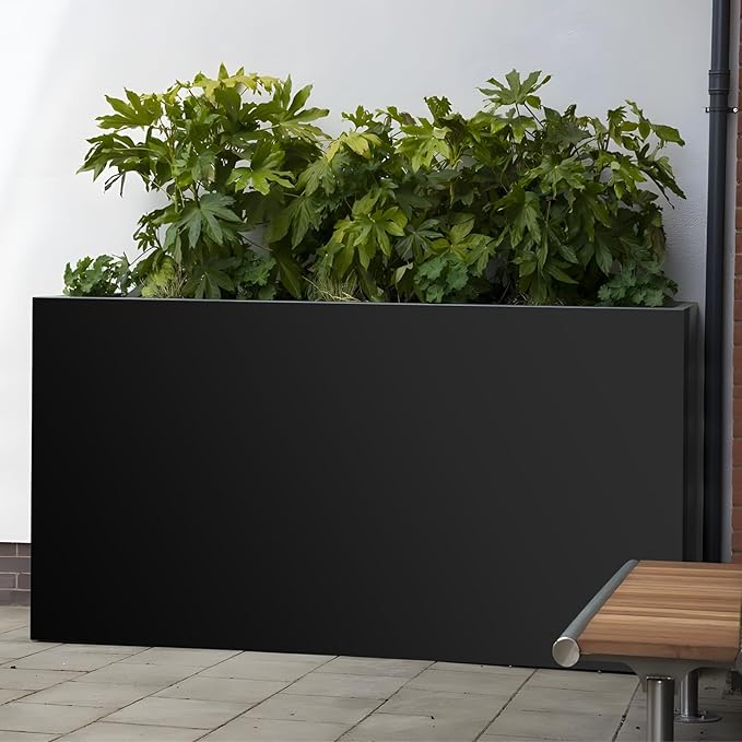 Meyoppm Metal Planter Box 36"x12"x20", Rectangular Steel Planter Box Frost Proof Rust Resistant Indoor&Outdoor, Heavy Duty Steel Planter for Commercial and Residential Use