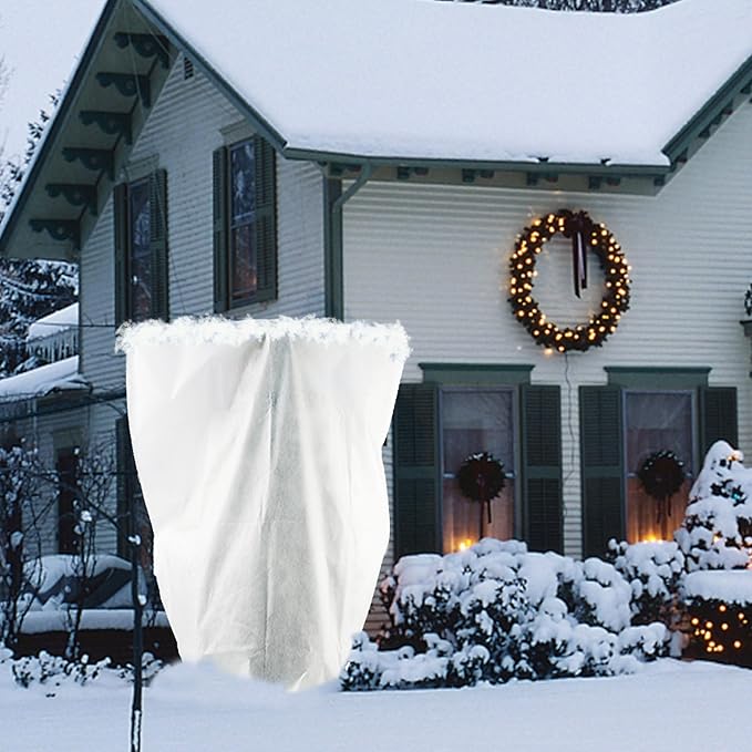 Cthenqeeu 3 Pack H84 x W72 Plant Covers Freeze Protection - Shrub Cover, Winter Tree Cover with Drawstring for Season Extension & Frost Protection, White