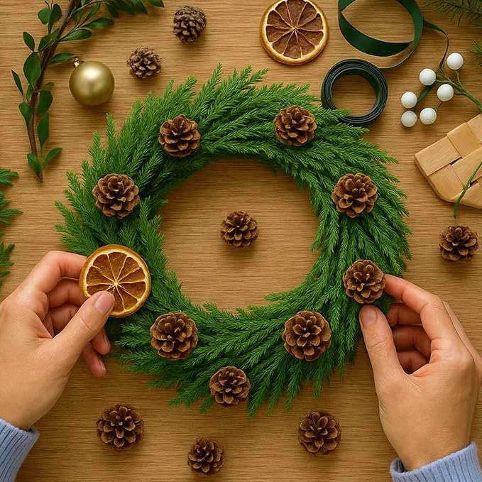 3 Sets Christmas Norfolk Pine Stems with Pinecones Berries 12 Inch Faux Artificial Greenery Plants Norfolk Branches Picks Christmas Table Decor for Vase Xmas Home Garland Decor (Pine Cones)