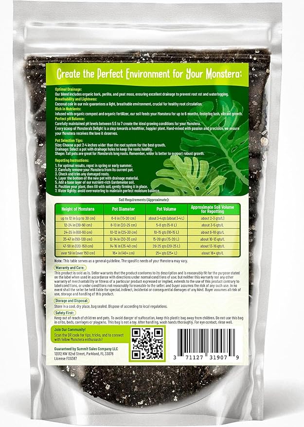 GARDENWISE Monstera Potting Soil Mix – Organic, Fast-Draining, Chunky Soil with Coconut Coir & New Zealand Bark for Indoor Plants – Premium Fertilizer for Monstera Deliciosa, Albo & More (5 quarts)