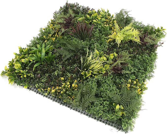 ULAND Artificial Plant Wall Panels, 1pc 40"x40" Greenery Grass Wall Backdrop Decoration, Faux Ivy Leaves Outdoor Privacy Fence Covering (B082)