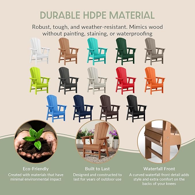 WestinTrends Malibu Malibu Outdoor Patio HDPE Plastic Adirondack Dining Chair Teak