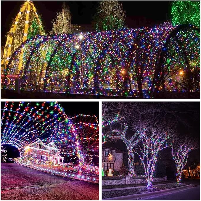 Extra-Long 144FT Solar String Lights Outdoor, 2 Pack 400LED Solar Fairy Lights for Outside Waterproof, Copper Wire with 8 Modes Solar Twinkle Lights for Tree Garden Party Xmas Decor (Multicolor)