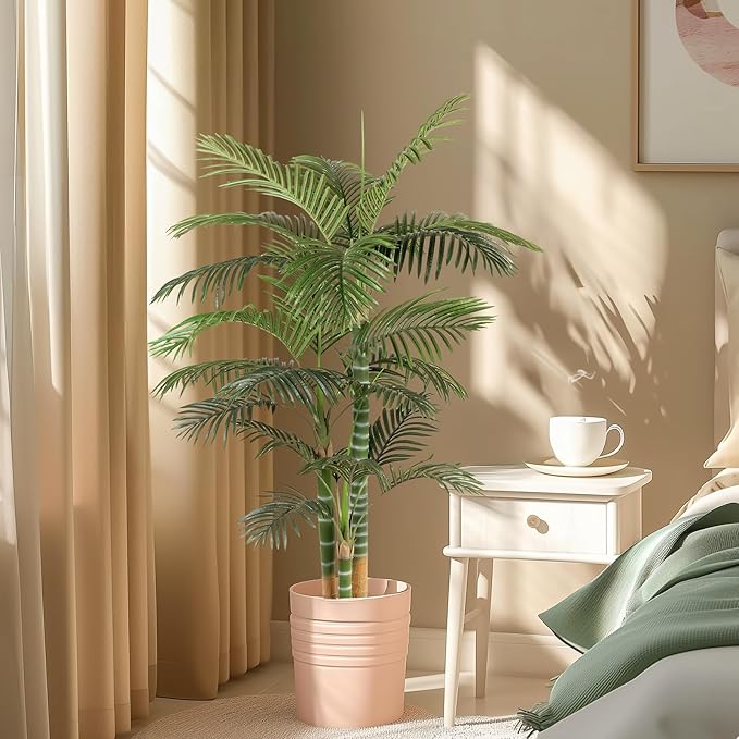 Artificial Palm Tree, Tall Tropical Palm Tree Faux Palm Plant for Indoor Outdoor Office House Living Room Home Decor