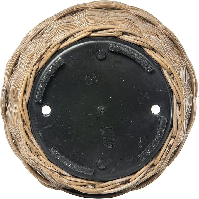 Kouboo Rattan Planter Basket with Plastic Pots Planters Flower Pots Decorative Fall planters for Front Porch Whiskey Barrel Basket Indoor Outdoor Plant Pots Medium